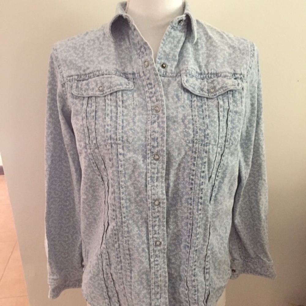 Ralph Lauren Floral Denim  Snap Shirt Sz 6